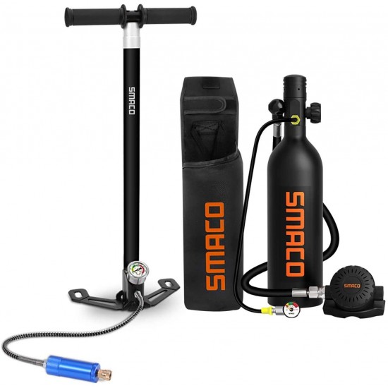 SMACO Scuba Tank Diving Gear for Diver Mini Scuba Tank Oxygen Cylinder with 15-20 Minutes Capability Diving Oxygen Underwater Breathing Device 1L Diving & Snorkeling Equipment S400 Pro