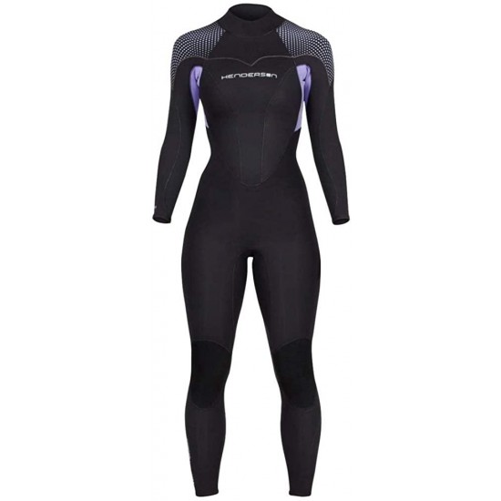 Henderson Women's Thermoprene Pro Wetsuit 5mm Back Zip Fullsuit Black/Lavender