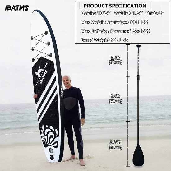 IBATMS Inflatable Stand Up Paddle Board,10'5