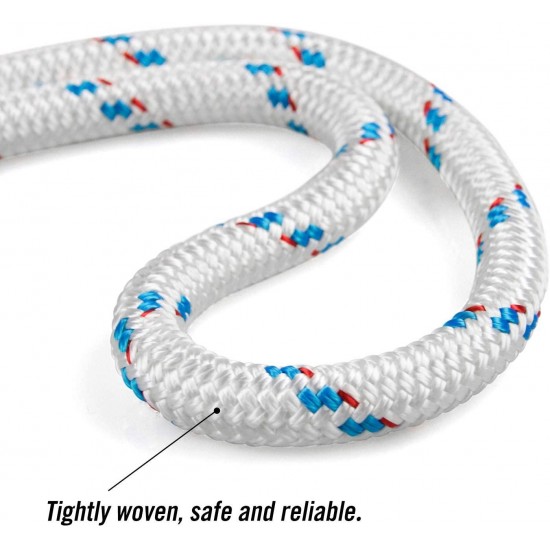 Perantlb Double Braid Rope, 5/8 inch by 150 feet, Weather Resistant Polyester Material, can be Used as Climbing Rope, Boat Rope