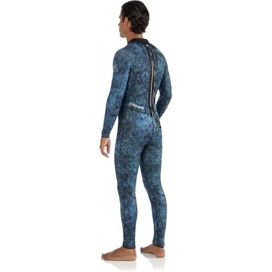 Cressi Camouflage Wetsuit for Spearfishing - Loading Pad, Knee Protection, Mimetic Pattern - Blue & Green Hunter 2.5 & 3.5 mm