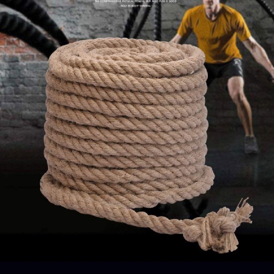 Gym Climbing Ropes with Clip for Training, Fitness, Strengthen Muscle Power, Battle, Exercise, Jute Fishing Rope Braid Rope,38mm6m