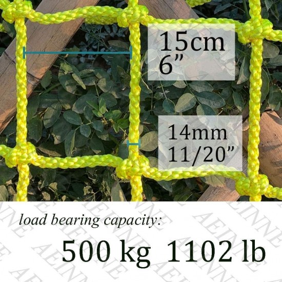 Climbing Net for Playset,Cargo Climbing Net Rope Netting Playground Kids Outdoor Climb Climbing Ladder Heavy Duty Hammock Net Treehouse Rock Wall Nylon Webbing,for Kids Alduts Swingset,Yellow,14mm