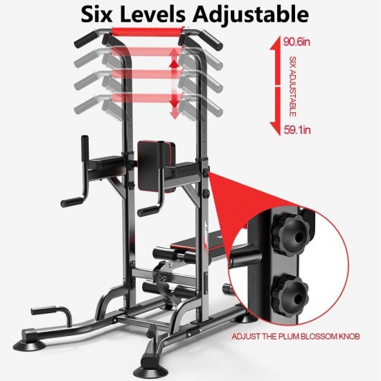 Power Tower with Bench,Strength Training Dip Stands,Pull Up & Dip Station Bar for Home Gym Strength Training,Dip Station Pull Up Bar Strength Training