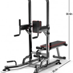 Power Tower with Bench,Strength Training Dip Stands,Pull Up & Dip Station Bar for Home Gym Strength Training,Dip Station Pull Up Bar Strength Training