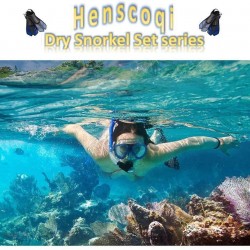 HRXS Snorkeling Suits, Goggles and Flippers Adult Snorkeling mask, All Dry Breathing Tube Diving Equipment Snorkeling Three-Piece,Blue,L/XL