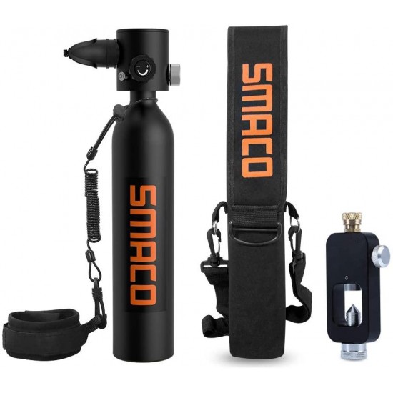 SMACO Mini Scuba Tank Diving Gear for Diver Scuba Diving Tank Oxygen Cylinder with 10-15 Minutes Capability Diving Oxygen Underwater Breathing Device 0.7L Diving & Snorkeling Equipment