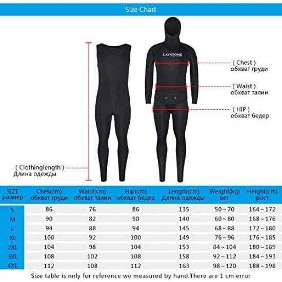 LayaTone Full Wetsuit Men Premium 7mm Super Stretch Neoprene Suits Spearfishing Suit Scuba Diving Suit Two Piece Fullsuit Freediving Jumpsuit Surfing Underwater Wet Suits Men