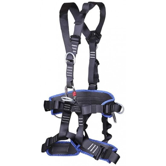 xgfqb Safety Climbing Harness, Safety Full Body Harness with 5 Point Adjustment, Back Padded, Chest, Back/Side D-Rings, Mountaineering Rock Climbing Rappelling Equip