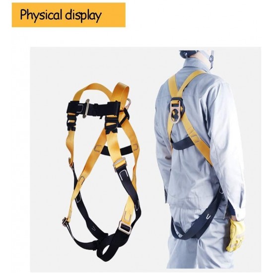 xgfqb Climbing Harness, 5 Point Safety Fall Arrest Harness, Rappelling Equip, with D-Rings Buffer Rope, Mountaineering Outward Band, Expanding Training, Caving Rock Climbing, Universal