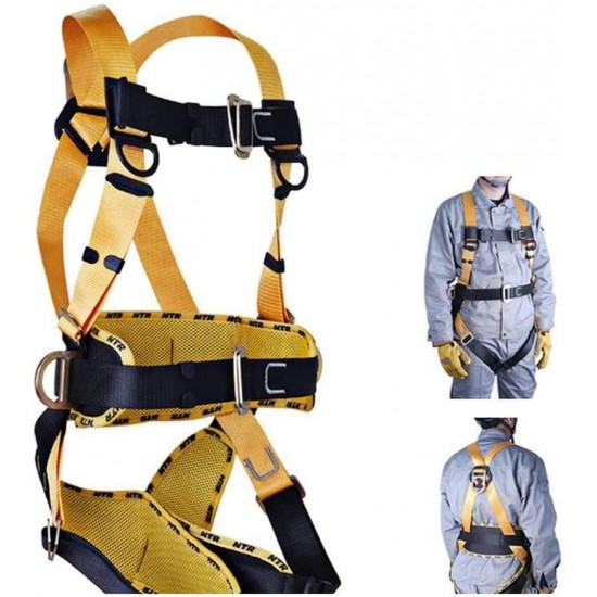 xgfqb Climbing Harness, 5 Point Safety Fall Arrest Harness, Rappelling Equip, with D-Rings Buffer Rope, Mountaineering Outward Band, Expanding Training, Caving Rock Climbing, Universal