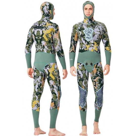 Spearfishing Wetsuit 5mm Neoprene Camo 2-Piece Diving Snorkeling Suits Men