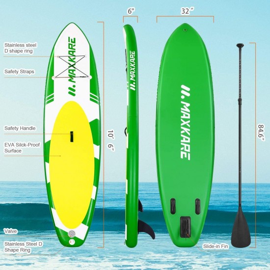 MaxKare Inflatable Paddle Board SUP Stand Up Paddle Board 6 inches Thick Board with SUP Accessories & Carry Bag & Fast Pumping for Adults & Youth for Paddling Surfing Fishing Yoga