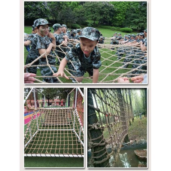 Jute 14mm Rope,climbing Cargo Net Hemp Rope Child Outdoor Climbing Safety Netting Swing Protection Net Tree House Handrail Fence Protect for Kids Heavy Duty Jungle Dock Guardrail Obstacle Nets