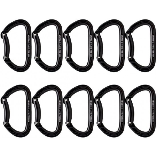 Fusion Climb Vapor Aluminum Bent Gate Modified D Carabiner 10-Pack , Black