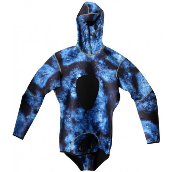 MonkeyJack Mens 3mm Full Body Two Piece Wetsuits for Scuba Diving, Snorkeling, Swimming, Spearfishing & Freediving, Blue Camouflage