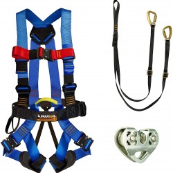 Fusion Climb Pro Backyard Zip Line Kit Harness Lanyard Trolley Bundle FK-A-HLT-05