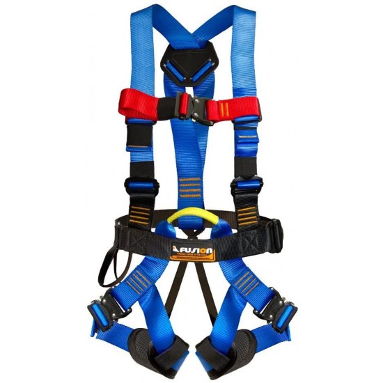 Fusion Climb Pro Backyard Zip Line Kit Harness Lanyard Trolley Carabiner Helmet Vest Glove Bundle FK-A-HLTCHVG-35