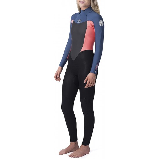 Rip Curl Womens Omega 4/3MM Back Zip Wetsuit Neon Pink - FreeFlex Neoprene Through arms - Ultralite Neoprene Body