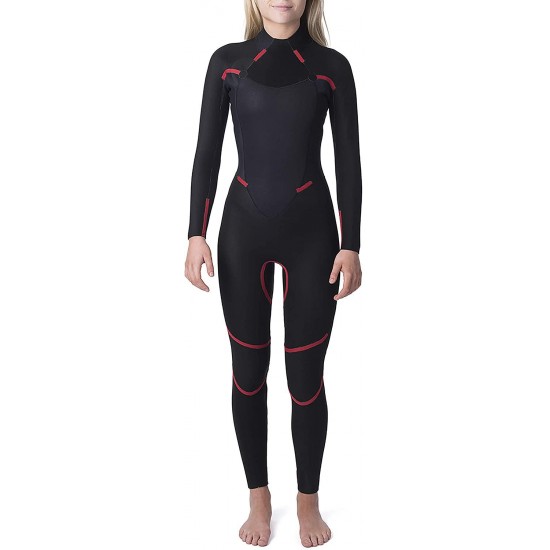 Rip Curl Womens Omega 4/3MM Back Zip Wetsuit Neon Pink - FreeFlex Neoprene Through arms - Ultralite Neoprene Body