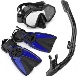 HRXS Snorkeling Suits, Goggles and Flippers Adult Snorkeling mask, All Dry Breathing Tube Diving Equipment Snorkeling Three-Piece