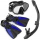 HRXS Snorkeling Suits, Goggles and Flippers Adult Snorkeling mask, All Dry Breathing Tube Diving Equipment Snorkeling Three-Piece