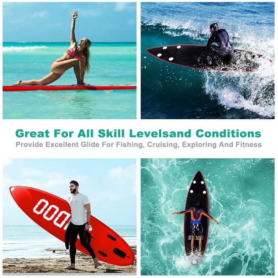 SUDOO 10ft Inflatable Stand Up Paddle Board 6”Thick Non-Slip EVA Deck Surfing Board with Hand Pump,Lightweight Paddle,Backpack,Leash,Fin,Repair Kit|Beginner Adult Yoga Fishing River Lake Sea