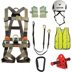 Fusion Climb Pro Backyard Zip Line Kit Harness Lanyard Trolley Carabiner Helmet Vest Glove Bundle FK-A-HLTCHVG-36