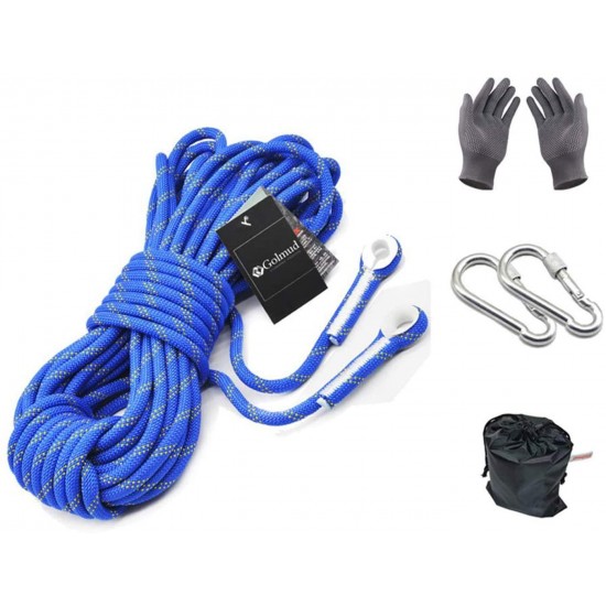 30m Climbing Rope - Outdoor Climbing Rope Lifeline Rescue Rope Climbing Equipment Rope Static Rope wear Rope Safety Rope(Blue) Diameter:10mm