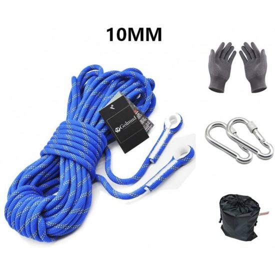 30m Climbing Rope - Outdoor Climbing Rope Lifeline Rescue Rope Climbing Equipment Rope Static Rope wear Rope Safety Rope(Blue) Diameter:10mm