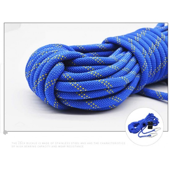 30m Climbing Rope - Outdoor Climbing Rope Lifeline Rescue Rope Climbing Equipment Rope Static Rope wear Rope Safety Rope(Blue) Diameter:10mm