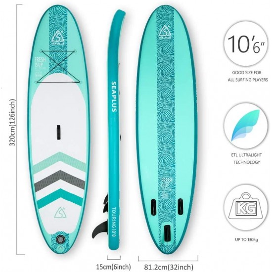 Inflatable Paddle Board, SUP Stand Up Paddle Board, 10'6x32 x6, with All Accessories-Aluminum Paddle/Pump/SUP Leash/Backpack/Fin/Waterproof Phone Case