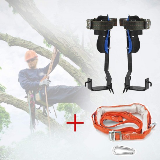 MotorFansClub Tree Climbing Tool Tree Climbing Spike Set (2 Gears) with Safety Harness Belt Fit for Compatible with Mountaineering Tree Climbing Indoor Climbing Rock Climbing