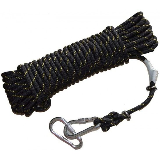 ZHWNGXO Black 10mm Battle Rope, 10m, 15m, 25m, 30m, 40m, 50m, 60m Inner Core 3mm Steel Wire Safety Rope (Size : 60m)