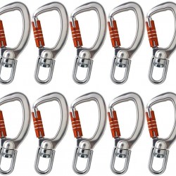 Fusion Climb Liberty Aluminum Swivel Triple Lock True Captive Eye Carabiner 10-Pack