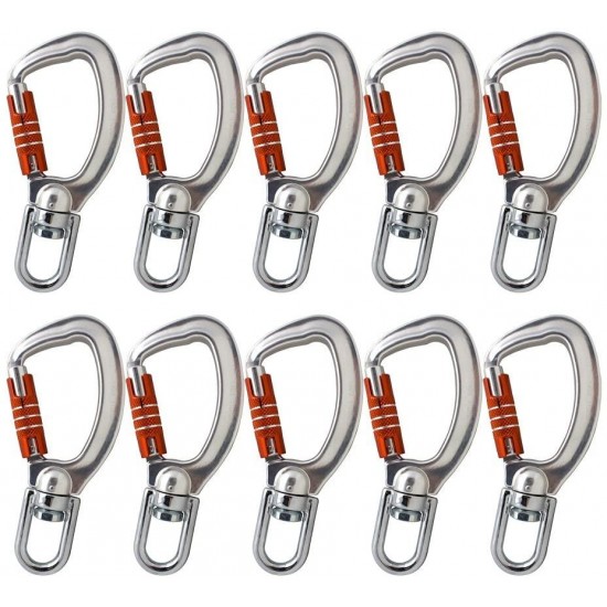 Fusion Climb Liberty Aluminum Swivel Triple Lock True Captive Eye Carabiner 10-Pack