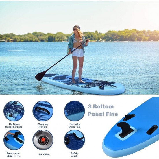 Goplus Inflatable Stand Up Paddle Board, 6.5” Thick SUP with Premium Accessories and Carry Bag, Wide Stance, Bottom Fin for Paddling, Surf Control, Non-Slip Deck, for Youth and Adult