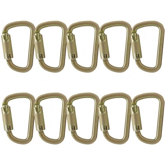 Fusion Climb Tacoma Steel Auto Lock with Key Nose Modified D-shaped Carabiner 10-Pack