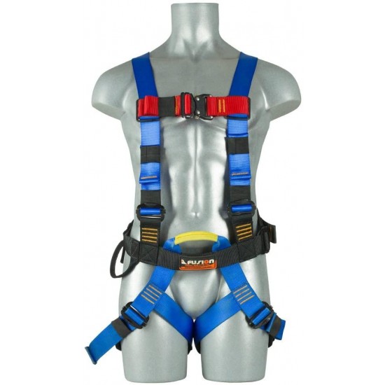 Fusion Climb TCH-107-2FB-S Full Body Climbing Harness, Blue Black, One Size