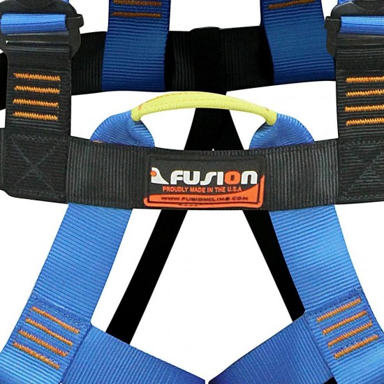 Fusion Climb TCH-107-2FB-S Full Body Climbing Harness, Blue Black, One Size