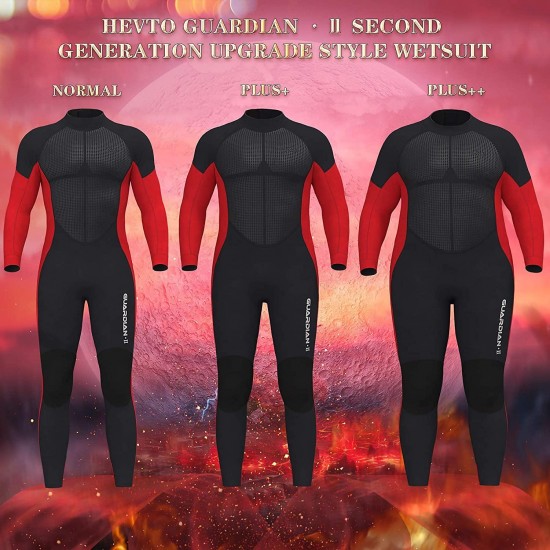 Hevto Wetsuits Men and Women Guardian II Upgrade 5/3mm Neoprene GBS Seal Scuba Diving Full Suits Surfing Long Sleeve for Water Sports