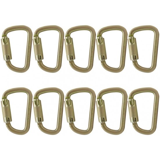 Fusion Climb Tacoma Steel High Strength Auto Lock Modified D-shaped Carabiner 10-Pack