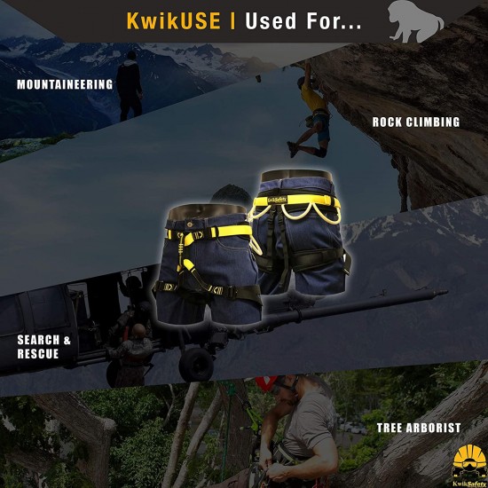 KwikSafety Mandrill Harness 1 PC, 2 Pack, Combo Pack, Bundle, KIT Climbing Harness, Ascenders, Descenders, Pulleys, Carabiners, Tool Lanyards, Fall Protection Climbing Gear for Outdoor