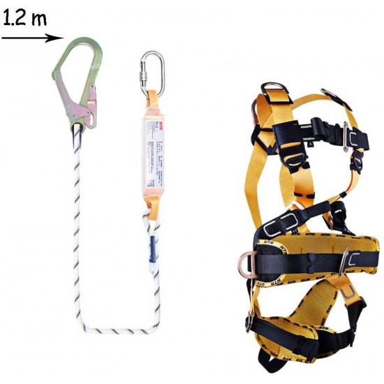 xgfqb Climbing Harness, 5 Point Safety Fall Arrest Harness, Rappelling Equip, with D-Rings Buffer Rope, Mountaineering Outward Band, Expanding Training, Caving Rock Climbing, Universal