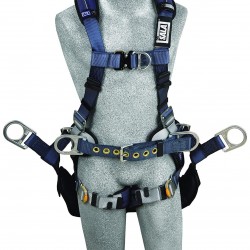 3M DBI-SALA ExoFit XP 1110301 Tower Climbing Harness, Front/Back/Side D-Rings, Belt w/Back Pad, Seat Sling w/Position Rings, QC Buckles, Medium, Blue/Gray