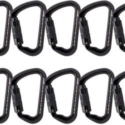 Fusion Climb Essence Aluminum Auto-Lock Modified D-Shape Carabiner 10-Pack