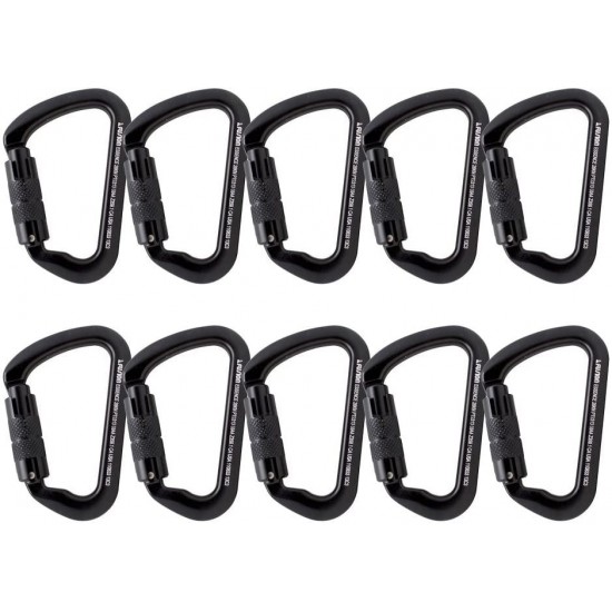 Fusion Climb Essence Aluminum Auto-Lock Modified D-Shape Carabiner 10-Pack