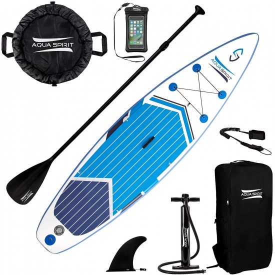 AQUA SPIRIT All Skill Levels Premium Inflatable Stand Up Paddle Board for Adults & Youth | Beginner & Intermediate iSUP Touring & Racing Model | Adjustable Aluminum Paddle Carry Bag SUP Safety Leash