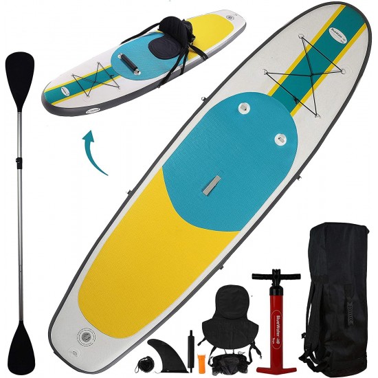 10’ Inflatable Stand Up Paddle Board / Kayak And SUP! (6 Inches Thick, 32 Inch Wide Stance Width) |11-Piece Accessory Set That Includes Convertible Paddle, Kayak Seat, Travel Backpack, And More!