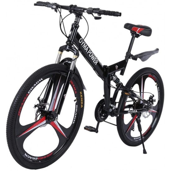 【Fast Delivery】26 inch 21 Speed Mountain Bike City Commuter Bicycle Unisex Folding Road Bike | Carbon Steel Mountain Bike Double Disc Brake Full Suspension MTB | Men Women Outdoor Racing Cycling